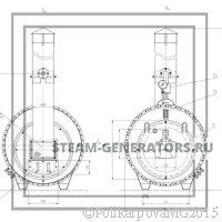 Чертеж парового котла на газе 300 кг/ч вид 2